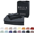 Bella Coterie Luxury Bamboo Viscose 34” Split Top King Size Sheet Set | 1 Fitted Sheet for Sleep Number & Adjustable Beds | 100% Organically Grown | Cooling & Soft | 18” Deep Pocket [Black]