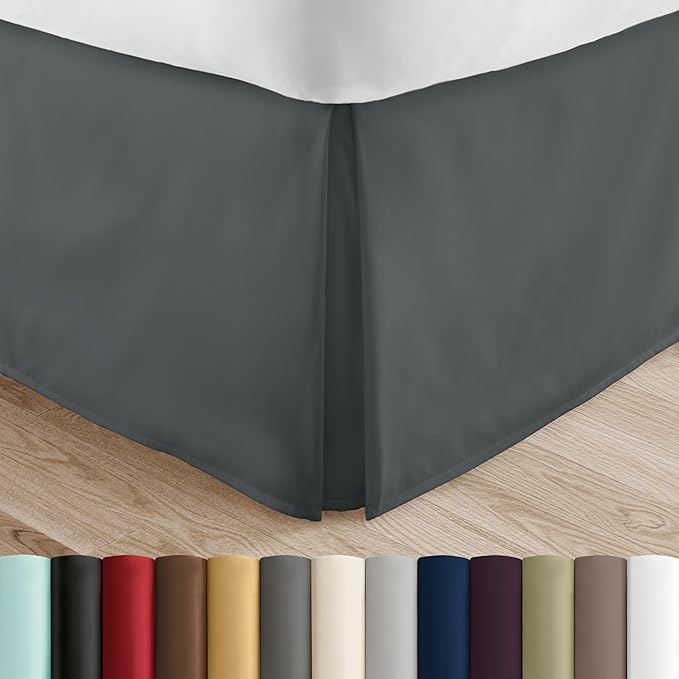 Linen Market Bed Skirt - Ultra Soft Microfiber - Easy Fit with 14 Inch Tailored Drop - Hotel Quality, Shrinkage & Fade Resistant - Bed Cover - Cal King Bed Skirt - Bedroom Décor - (Cal King, Gray)