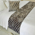 The HomeCentric King/Queen/Twin Grey Decorative Bed Runner Full 68"x18" Bed Runner with One Pillow Cover, Diamond Pattern, Velvet Cut Bed Scarf on Velvet Fabric - Grey Velvet Verve