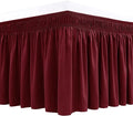Biscaynebay Wrap Around Bed Skirts for King & Cal King Beds 19" Drop, Burgundy Adjustable Elastic Dust Ruffles Easy Fit Wrinkle & Fade Resistant Silky Luxurious Fabric Solid Machine Washable