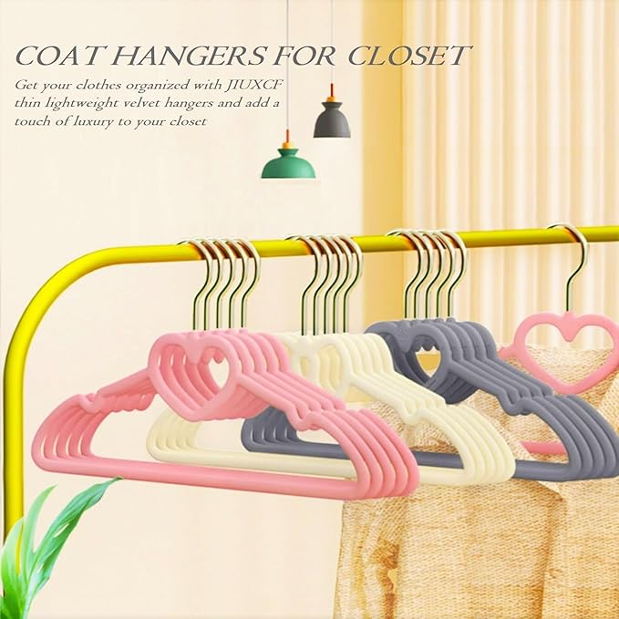 Pink Velvet Hangers 50 Pack, 16" Non Slip Adult Hangers, Slim Clothes Hanger with 360 Degree Swivel Hook - Durable & Cute