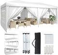 Aoxun 10x20 Pop Up Canopy Tent with 6 Removable Sidewalls, One Push Party Tent Waterproof Outdoor Canopy with 3 Adjustable Height, Portable Tents for Parties, Wedding, Commercial, Market