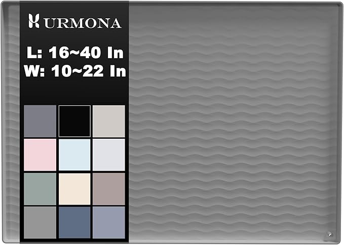 URMONA 16'' x 10'' Waterproof Silicone Under Sink Mat Cabinet and Counter Protector, Shelf Liner for Kitchen and Bathroom, Storage and Organizers, Litter Mat, Pet Cat Puppy Essentials（White Sand）