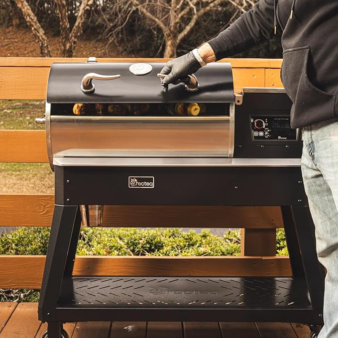 recteq Patio Legend 600 Pellet Smoker, Pellet Grill with Wifi & App Connectivity, Outdoor Smokers Grills, Wood Pellet Grills, Temp Range 180° to 700+°, Smoker Grill + Grilling Basics Bundle