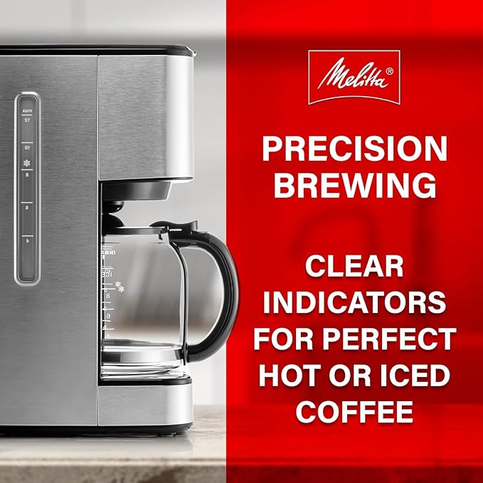 Melitta Aroma Tocco Plus Glass 12-Cup Drip Coffee Maker, Black & Stainless