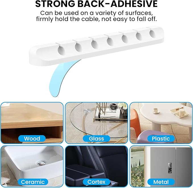 AhaStyle Cable Clips, 3 Pack Cord Holders Cable Organizer Self Adhesive Cord Keeper for Desktop Organizing USB Cable/Nightstand Power Cord/Mouse Cable/Wire PC/Cord Clips for Home Office and Car