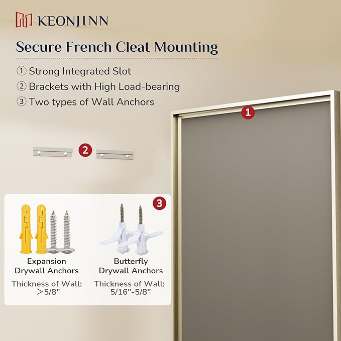 Keonjinn 55" x 36" Brushed Nickel Bathroom Vanity Mirror, Safe Tempered Glass with Beveled Edge, Aluminum Alloy Frame Square Corner, Anti-Rust, Large Rectangular Silver Bathroom Mirrors for Over Sink