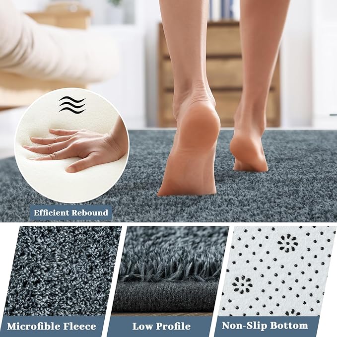 HQAYW 6x9 Large Area Rugs for Living Room Bedroom, Modern Thickened Memory Foam Soft Rug, Low Pile Minimalist Washable Non Slip Carpets for Kids Girls Boys Nursery Dorm Home Decor, Navy Blue