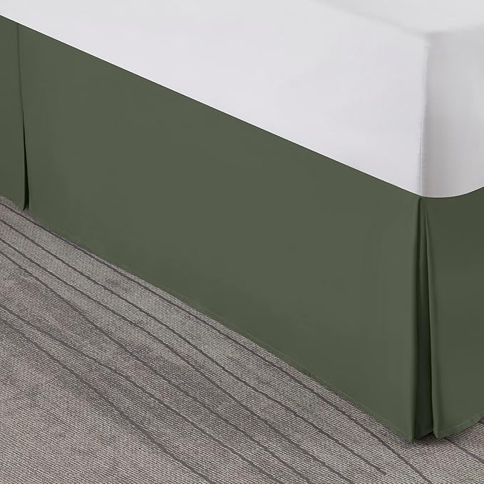Nestl Olive Green Full XL Bed Skirt - Full XL Size Bed Skirt 14 Inch Drop - Brushed Microfiber Bed Skirts - Hotel Quality Pleated Bed Skirt - Shrinkage & Fade Resistant