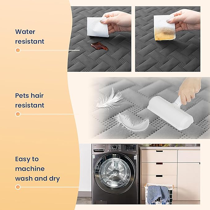 gogobunny 100% Double Sided Waterproof Dog Blanket Soft Pet Bed Cover Reversible Protect Furniture Couch Sofa Car for Cat Kids (Dark Grey/Light Grey, 82x82 Inch (Pack of 1))