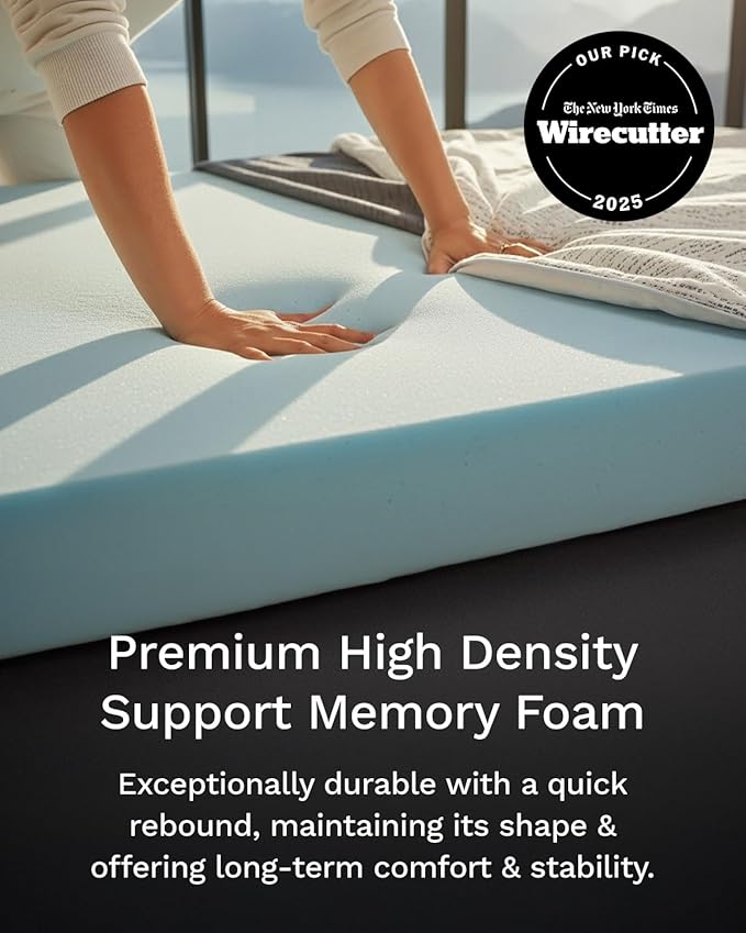 ViscoSoft 2 Inch Memory Foam Mattress Topper Twin - Select High Density Ventilated Mattress Pad - Premium Removable Rayon Cover