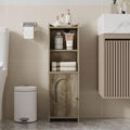 Hzuaneri Bathroom Storage Cabinet, Corner Floor Cabinet with Doors and Adjustable Shelf, Narrow Toilet Paper Cabinets, Bathroom Organizer for Small Spaces, Rustic Greige BC39705X