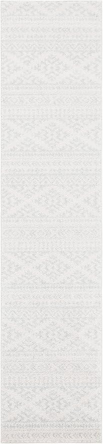 SAFAVIEH Tulum Collection Runner Rug - 2' x 8', Ivory & Light Grey, Moroccan Boho Tribal Design, Non-Shedding & Easy to Clean, Ideal for Living Room, Hallway, Foyer, Entryway, Bedroom (TUL272G)