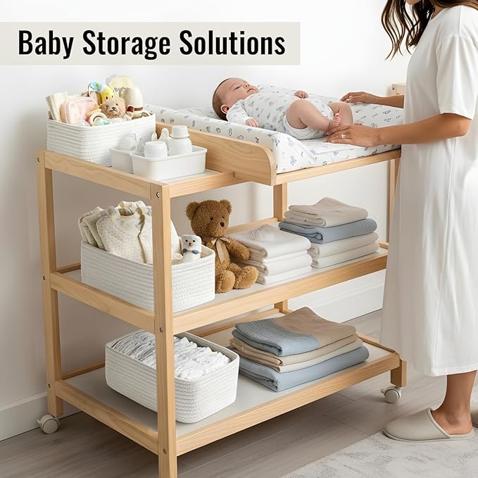 8 Pack Small Storage Baskets for Organizing, Woven Rope Bins for Bathroom, Closet, Shelf Organizer, Cute Cube Decorative Box for Towels, Baby Nursery, Toys, Gift Empty Baskets - 11.5"x7.5"x4.7"-White