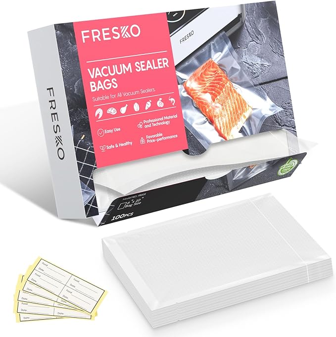 FRESKO Vacuum Sealer Bags Pint Size 100 Pack 6"x10", Seal a Meal Vac