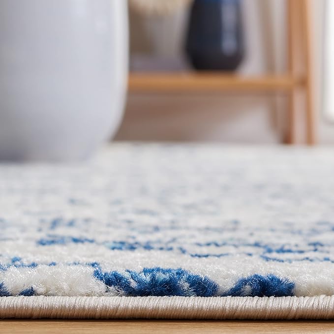 SAFAVIEH Tulum Collection Runner Rug - 2' x 13', Ivory & Navy, Moroccan Boho Tribal Design, Non-Shedding & Easy to Clean, Ideal for Living Room, Hallway, Foyer, Bedroom (TUL272D)