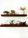 Solid Wood Floating Shelves, 40in Finished Real Wood Wall Shelves
