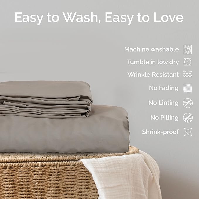 Duvet Cover Set - 100% Viscose Derived from Bamboo Duvet Cover Queen Size, 3 PC Luxury Cooling Duvet Cover for Hot Sleepers, Silky Buttery Soft Comforter Cover & 2 PC Queen Pillowcases, Sand