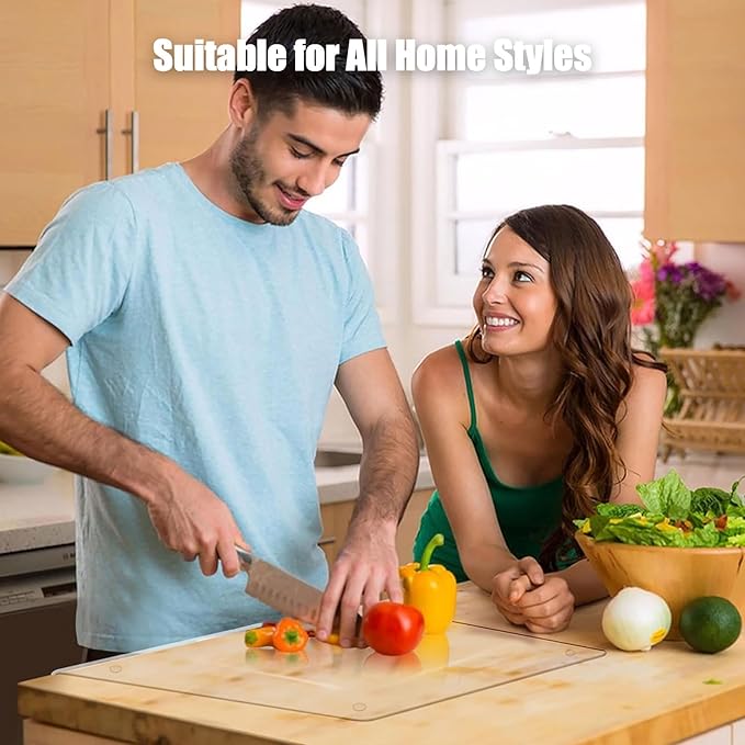 Acrylic Cutting Boards for Kitchen Counter，Clear Cutting Board for Countertop with Lip, Upgraded Thicker Non-Slip Transparent Acrylic Cutting Board for Countertop for Home (18 * 14in) (Large)