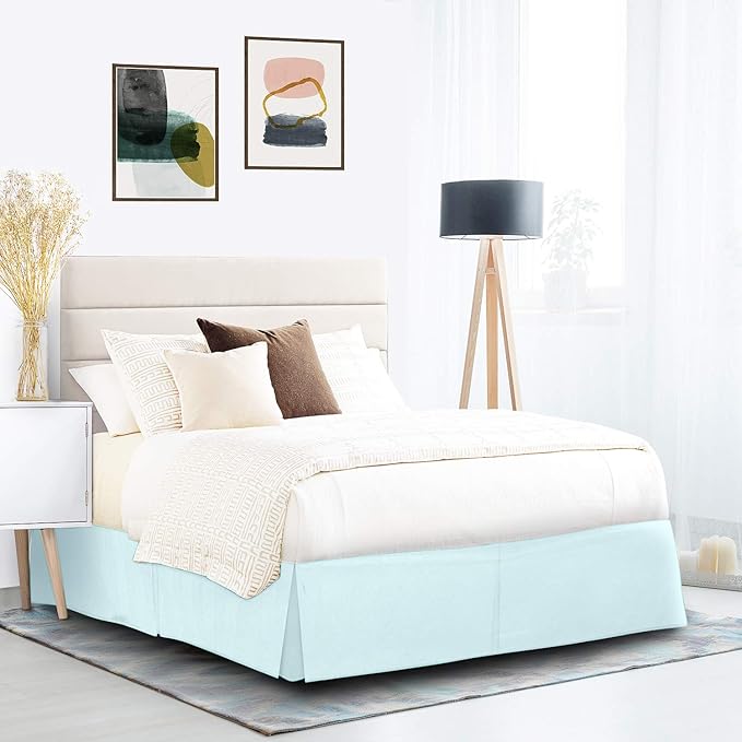 Nestl Light Baby Blue Bed Skirt King Size - King Bed Skirt 14 Inch Drop - Brushed Microfiber Bed Skirts - Hotel Quality Pleated Bed Skirt - Shrinkage & Fade Resistant