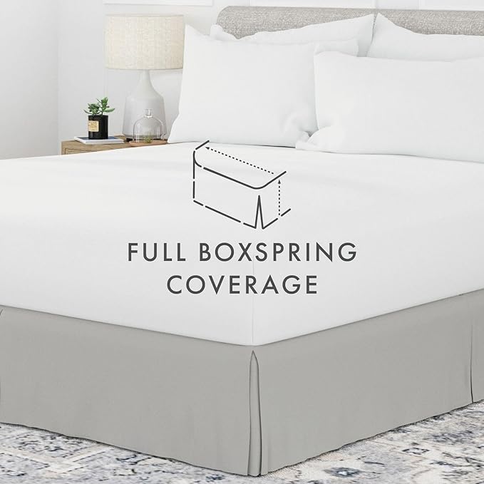Linen Market Bed Skirt - Ultra Soft Microfiber - Easy Fit with 14 Inch Tailored Drop - Hotel Quality, Shrinkage & Fade Resistant - Bed Cover - Queen Bed Set - Bedroom Décor - (Light Gray)