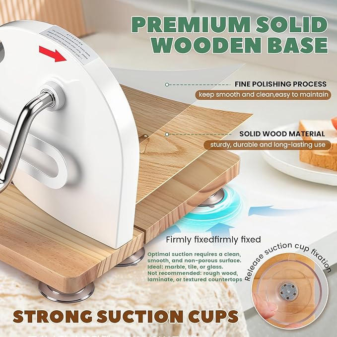 Huanyu Manual Bread Slicer Upgrade Foldable Adjustable Thickness White