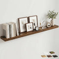 Venusmiles Floating Shelves for Wall, 55 Inch Floating Shelves Set of 1, 6.5" D Wooden Wall Mounted Display Shelves with Invisible Brackets for Living Room, Bedroom, Bathroom, Kitchen Decor, Brown