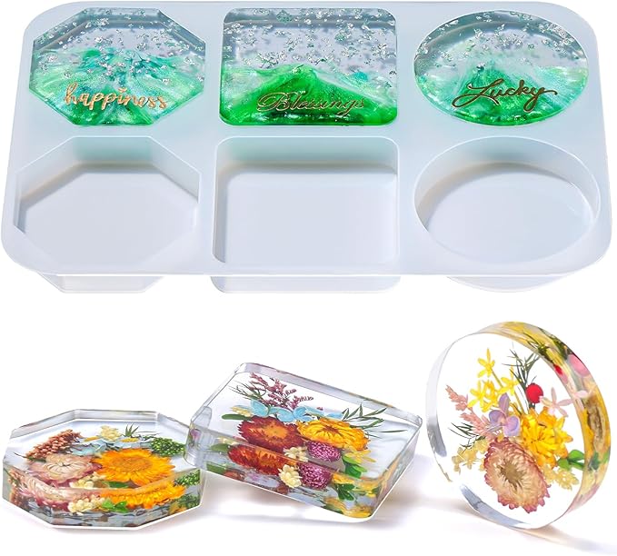 LET'S RESIN Extra Deep Coaster Resin Molds, 4Inches 6 Cavity Silicone Molds