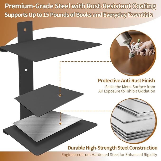 Invisible Floating Bookshelves 6 Tier, Heavy Duty Metal Book Organizer