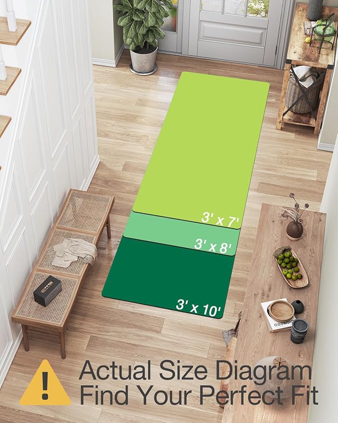 LUMI Washable Runner Rug, 3'x7' Non-Slip Hallway Mat, Low Profile Thin Long Carpeet for Laundry Kitchen Bedroom Office, White and Brown