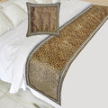 The HomeCentric King/Queen/Twin Brown Decorative Bed Runner Twin 53"x18" Bed Runner Without Pillow Cover, Border, Crystal, Cut Velvet, Mosiac Pattern Bed Scarf on Velvet Fabric - Velvet Fusion