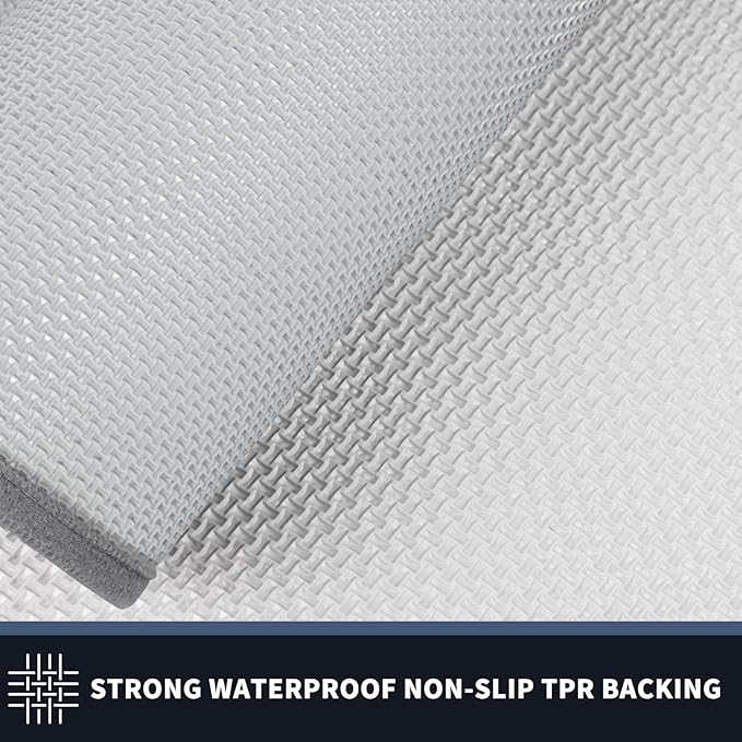 PURRUGS Dirt Trapping Door Mat 24" x 60", Non-Slip/Skid Machine Washable Entryway Rug, Shoes Scraper, Throw Rug, Super Absorbent Area Rug for Muddy Wet Shoes and Paws, Light Grey & Grey