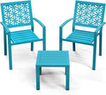 VINGLI 3-Piece Outdoor Bistro Set, Stackable Modern Metal Steel Table and Chairs
