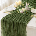 Sioloc Moss Green Cheesecloth Table Runner 120'' x 35'',Spring Easter Decor Soft Gauze Boho Wedding Table Decor for 10ft Table Birthday Party,Baby Shower, Bridal Shower, Home & Event Decor