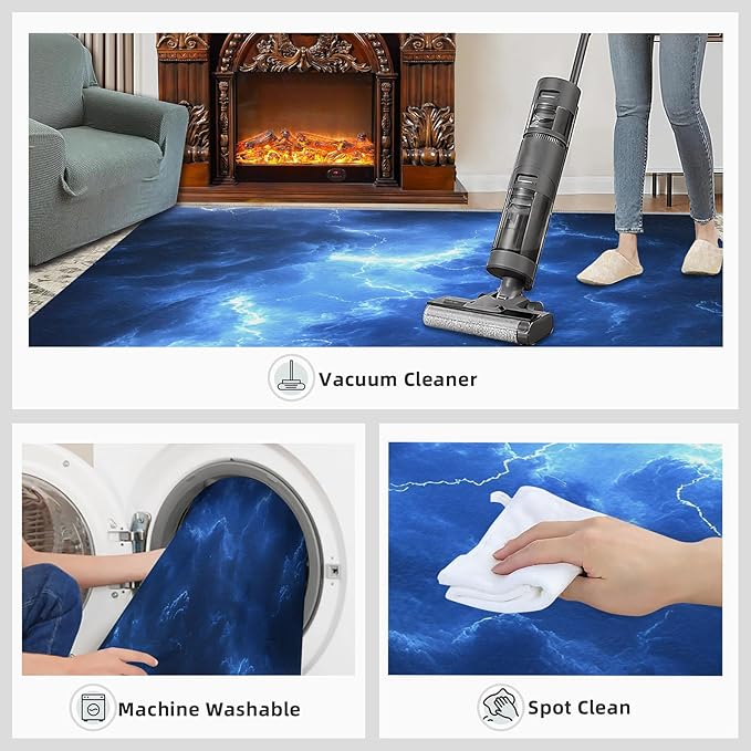 6x9 Dark Clouds Lightning Living Room Rug - Storm Bedroom Carpet, Natural Weather Classroom Rug for Carpet Boy Bedroom Office Nursery Hardwood Home Decor