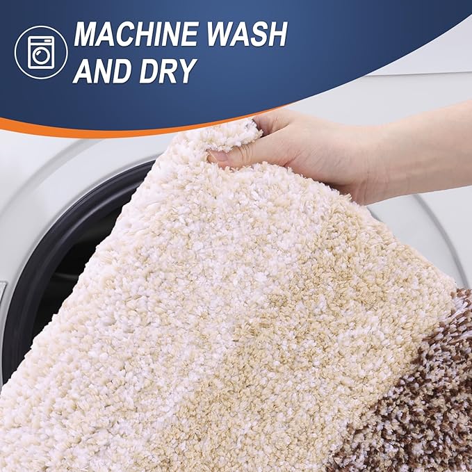 OLANLY Bathroom Rugs Mat 70x46, Extra Soft Absorbent Microfiber Bath Rugs, Rubber Backing, Quick Dry, Machine Washable Bath Mats for Bathroom Floor, Tub and Shower, Home Decor Accessories, Brown