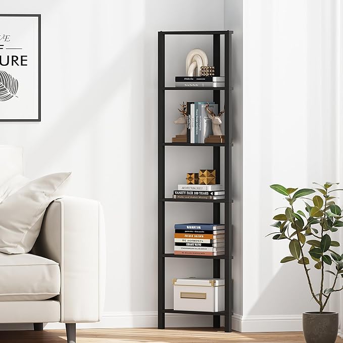TUTOTAK Corner Shelf, 6-Tier Corner Bookshelf