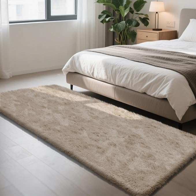 Soft Runner Rugs for Bedroom, Beige 2x8 Runners for Hallways Fluffy Rug Area Rug, Bedside Rug for Living Room Bedroom Kids Room Home Decor
