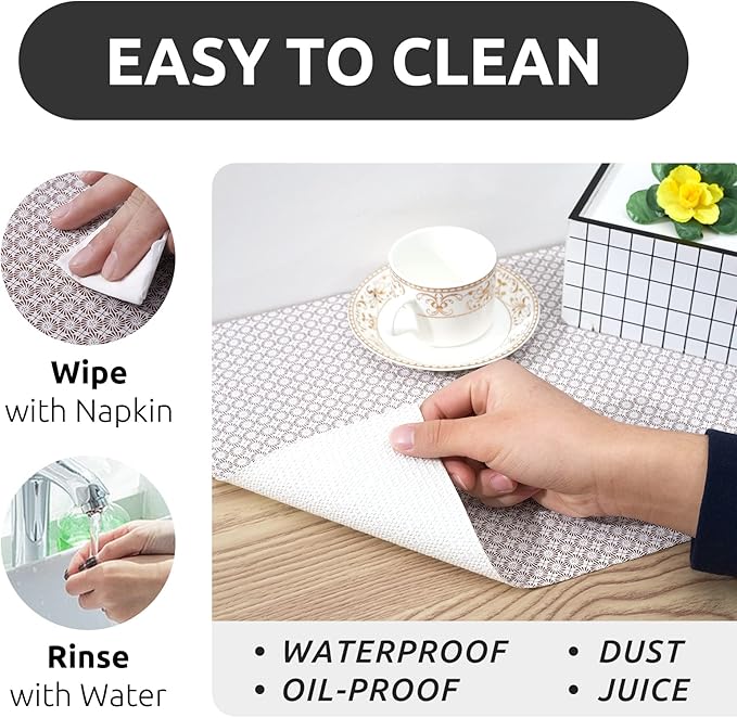RAY STAR 18X96 Inch Shelf Liner for Kitchen Cabinets, Non-Adhesive Cabinet Liner Washable, PVC Drawer Liner for Dresser Non-Slip Bathroom (Circle)(7 Roll)