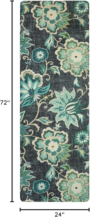Lahome Floral Runners for Hallways - 2x6 Kitchen Runner Rugs Non Skid Washable Non-Slip Laundry Room Rug Throw Low-Plie Entryway Rug Blue Paisley Print Carpet Runner for Bedroom Bathroom Living Room