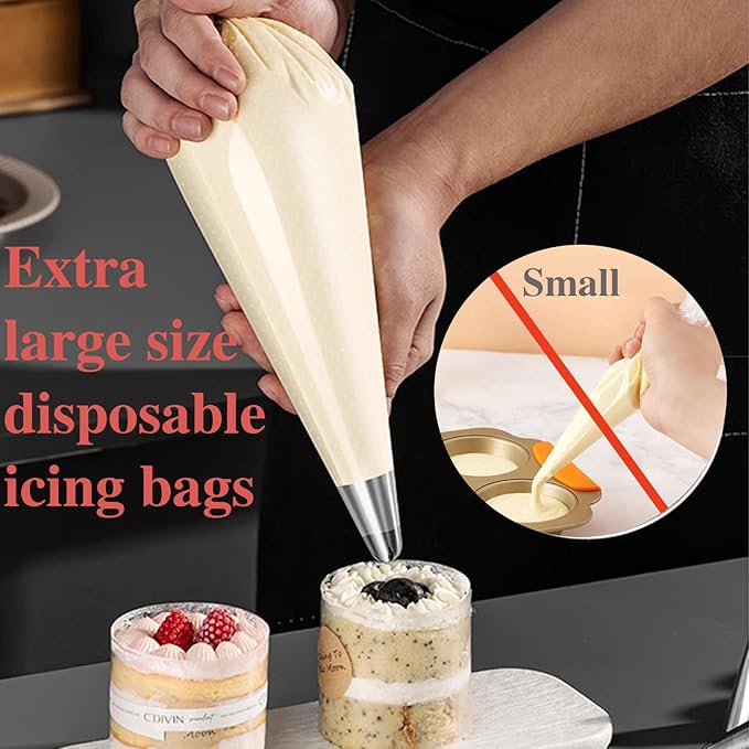 24Inch Disposable Piping Bags, 200PCS Icing Bags for Cake Decorating