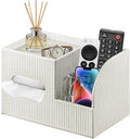 Modern PU Leather Cube Tissue Box Cover with Storage Tray, Multifunctional Remote Control Holder & Facial Tissue Dispenser Organizer for Nightstand, Bathroom, Bedroom, Office & Home Decor