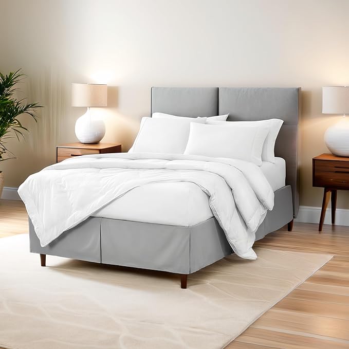 Bare Home Full Bed Skirt - 15-Inch Tailored Drop Easy Fit - Bed Skirt for Beds - Center & Corner Pleats (Full, Black)