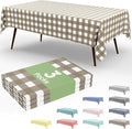 Smiry 3 Pack Khaki Gingham Disposable Tablecloths - 54" x 156" Heavy Duty Plastic Table Cloth, Waterproof Buffalo Plaid Table Covers for Picnic, Banquets, Outdoor Parties
