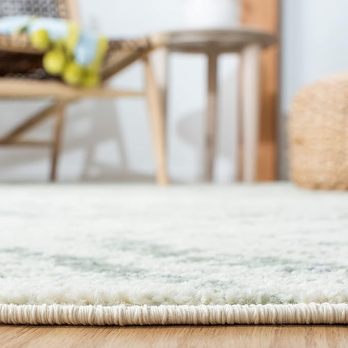 SAFAVIEH Adirondack Collection Area Rug - 6' x 9', Ivory & Green, Modern Diamond Distressed Design, Non-Shedding & Easy Care, Ideal for High Traffic Areas in Living Room, Bedroom (ADR131X)