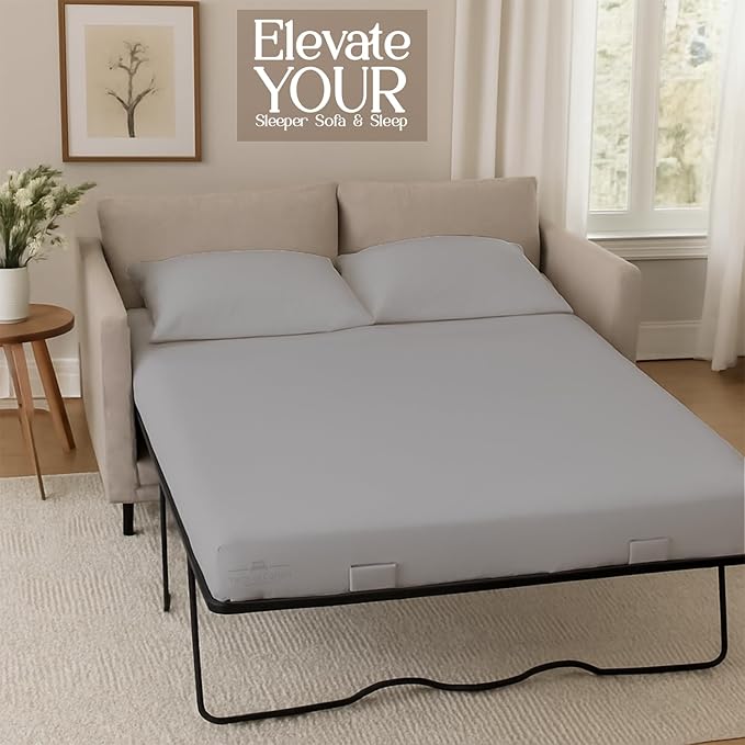 Sleeper Sofa 4 Piece Bed Sheet Set Premium Quality 100% Cotton 500 Thread Count, Smooth & Super Soft Sateen Weave, Extra Soft Bed Sheets, Wrinkle Free, 6 Inch Deep Pocket (Twin, Silver)