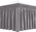 Biscaynebay Wrap Around Bed Skirts for Twin & Twin XL Beds 15" Drop, Silver Grey Adjustable Elastic Dust Ruffles Easy Fit Wrinkle & Fade Resistant Silky Luxurious Fabric Machine Washable