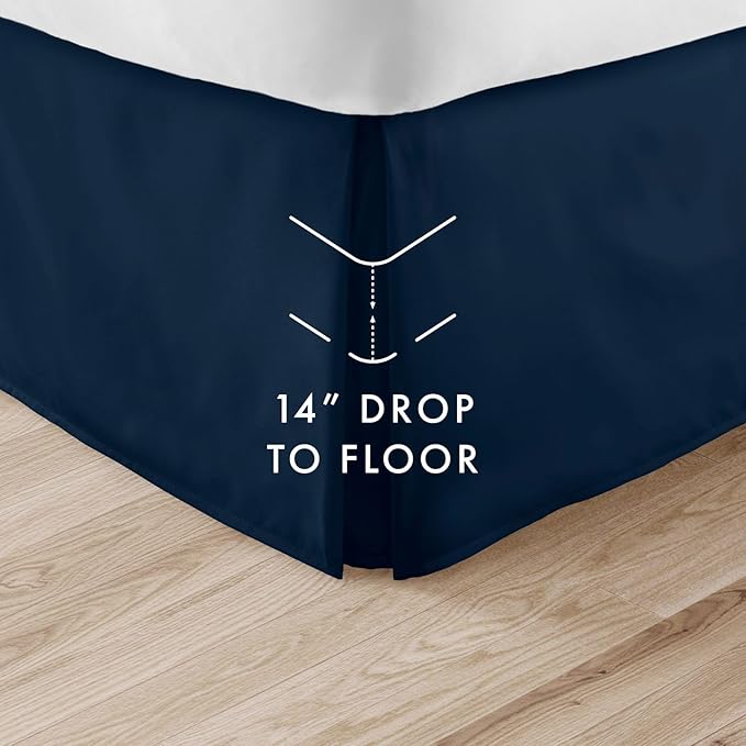 Linen Market Bed Skirt - Ultra Soft Microfiber - Easy Fit with 14 Inch Tailored Drop - Hotel Quality, Shrinkage & Fade Resistant - Bed Cover - Twin Bed Skirts - Bedroom Décor - (Twin, Navy)