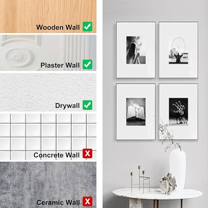 125 Pcs Heavy Duty Picture Hanging Kit With Nails for Wooden/Drywall - Professional Hangers for Canvas, Office Pictures, Clock, House Decoration - Holds 10-100 lbs