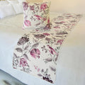 The HomeCentric King/Queen/Twin Pink Decorative Queen 74"x18" Bed Runner with 2 Pillow Cover, Quilted, Printed & Pearl Embroidery Bed Scarf on Cotton Fabric - Vintage Birdie